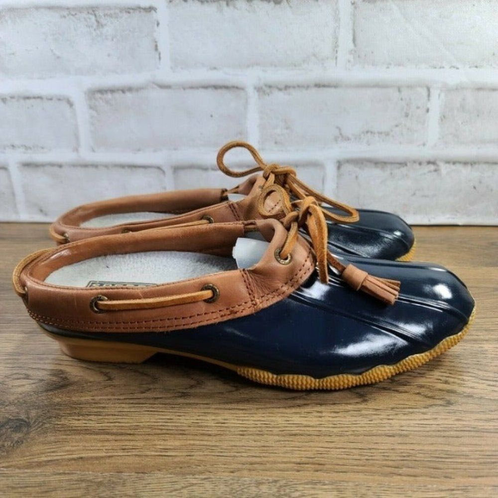 Sperry Brown and Blue Mules Comfortable Slip-On Design